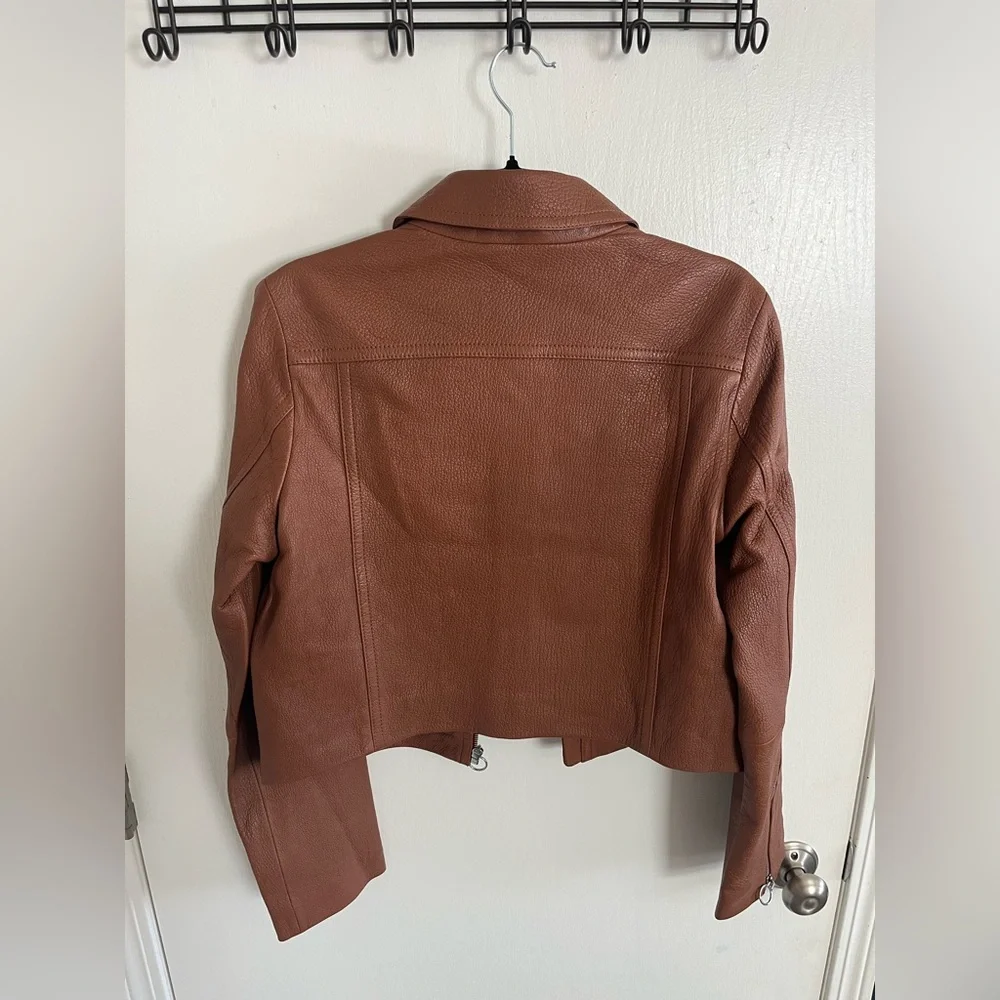 Madewell NWT shrunken zip-front leather jacket in cedar - Picture 8 of 11
